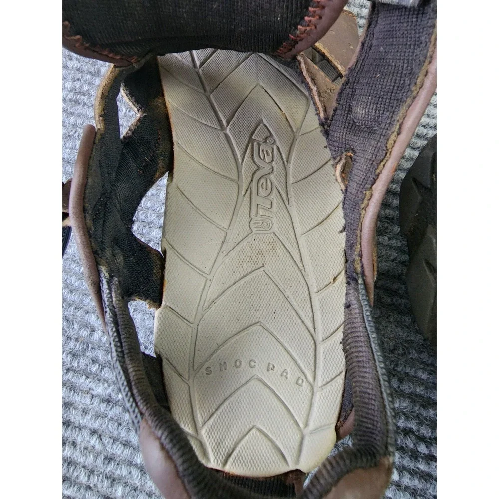 Teva‎ Shoc Pad Footbed Men's Size 9 Brown Hiking Water Sandals Shoe Fisherman